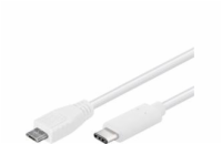 PremiumCord Kabel USB konektor C/male - USB 2.0 Micro-B/male, bílý, 1m