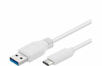 PremiumCord USB-C/male - USB 3.0 A/Male, bílý, 1m