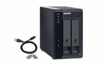 QNAP TR-002 QNAP 2-bay 3.5" SATA HDD USB 3.1 Gen2 10Gbps type-C hardware RAID external enclosure. USB-C to USB-A cable included. Expansion uni