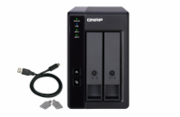 QNAP TR-002 QNAP 2-bay 3.5" SATA HDD USB 3.1 Gen2 10Gbps type-C hardware RAID external enclosure. USB-C to USB-A cable included. Expansion uni