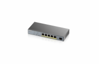 Zyxel GS1350-6HP Zyxel GS1350-6HP 6 Port smart managed CCTV PoE switch, long range, 60W, 5x GbE, 1x SFP