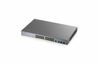 Zyxel GS1350-26HP Zyxel GS1350-26HP 26 Port smart managed CCTV PoE switch, long range, 375W, 24x GbE, 2x combo RJ45/SFP