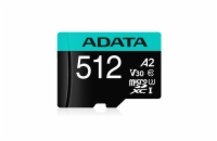ADATA MicroSDXC karta 512GB Premier Pro UHS-I V30S (R:100/W:80 MB/s) + SD adaptér