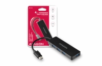 AXAGON HUE-G1C, 4x USB 3.2 Gen 1 SLIM hub, kabel Type-C 14cm napevno