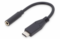 Digitus Kabelový audio adaptér USB typu C, typ C - 3,5 mm M/F, 0,2 m, zvukový vstup / výstup, verze 3.1, CE, bl