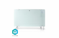 NEDIS Wi-Fi chytré konvekční topné těleso/ termostat/ skleněný přední panel/ IP24/ výkon 2000 W/ bílé