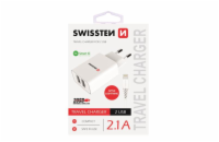 Swissten Síťový Adaptér Smart Ic 2X Usb 2,1A Power + Datový Kabel Usb / Lightning 1,2 M Bílý