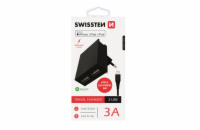 Swissten Síťový Adaptér Smart Ic 2X Usb 3A Power + Datový Kabel Usb / Lightning Mfi 1,2 M Černý