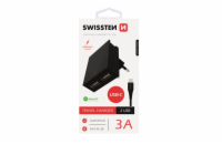 Swissten Síťový Adaptér Smart Ic 2X Usb 3A Power + Datový Kabel Usb / Type C 1,2 M Černý