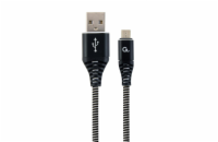 GEMBIRD Kabel USB 2.0 AM na MicroUSB (AM/BM), 2m, opletený, černo-bílý, blister, PREMIUM QUALITY