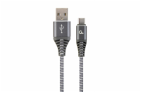 GEMBIRD Kabel USB 2.0 AM na Type-C kabel (AM/CM), 1m, opletený, šedo-bílý, blister, PREMIUM QUALITY