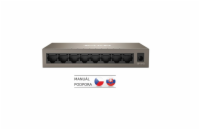 Tenda TEG1008M 8-port Gigabit Switch, 8x 10/100/1000 Mb/s, Fanless, MAC 4K, napájení AC/DC, i na zeď