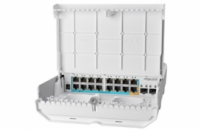 MikroTik Cloud Router Switch CRS318-1Fi-15Fr-2S-OUT, 800MHz CPU, 256MB, 16x10/100 (PoE-in,1x out),2xSFP, vč.L5, venkovní