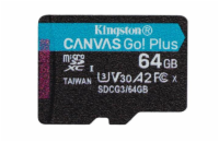 KINGSTON 64GB microSDHC Canvas Go! PLus 170R/100W U3 UHS-I V30 Card bez adapteru