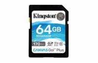 Kingston SDXC karta 64GB Canvas Go! Plus, R:170/W:90MB/s, Class 10, UHS-I, U3, V30