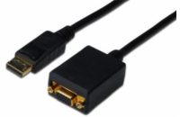 Digitus Adaptérový kabel DisplayPort, DP - HD15 (VGA) samec / samice, 0,15 m, s blokováním, kompatibilní s DP 1.2, CE, bl