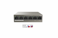 Tenda TEF1106P-4-63W PoE AT switch 4x PoE 802.3af/at, 6x 100Mb/s, PoE celkem 63W, fanless, PoE+