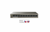 Tenda TEF1110P-8-63W PoE AT switch - 8x PoE 100 Mb/s + 2x Uplink 100 Mb/s, PoE max 63W, fanless,PoE+