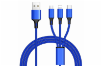 3 in 1 USB kabel, 3 konektory USB-C + microUSB + Lightning pro Apple, 1.2m