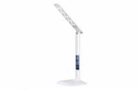 Solight LED stmívatelná stolní lampička s displejem, 7W, volba teploty světla, bílý lesk - WO43