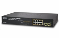 Planet GS-4210-8P2S L2 switch, 8x1Gb, 2x 1Gb SFP, 8x PoE 802.3at 120W, QoS