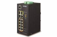 Planet IGS-5225-8P2T2S průmyslový L3 switch, 8x1Gb, 2x1Gb SFP, 8x PoE 802.3at 240W -40~75°C, dual 48-54VDC, IP30