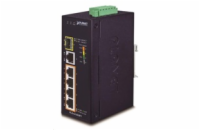 Planet IGS-614HPT Planet IGS-614HPT Průmyslový PoE Switch 5x 1000Base-T, 1x SFP, 4x PoE 802.3at, -40~+75°C, 12-56VDC, dual-power, DIN