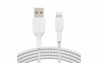 Belkin CAA002bt1MWH oplétaný USB-A - Lightning, 1m, bílý Belkin Lightning kabel, 1m, bílý - odolný