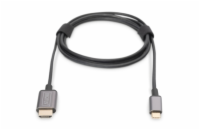 Digitus USB-C - HDMI kabelový adaptér, 1,8 m 4K/30 Hz, černý, kovový kryt