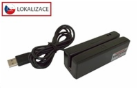 Třístopá čtečka magnetických karet MSR-100A, USB-COM, černá