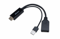 AKASA kabel  redukce HDMI na DisplayPort, with USB power cable 4K@60Hz, 25cm