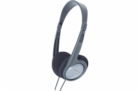 Panasonic RP-HT090E-H, drátové sluchátka, přes hlavu, 3,5mm jack, 6,3mm jack, kabel 5m, ovládání hlasitosti, šedá