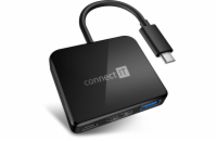 CONNECT IT USB-C hub, 3v1 (USB-C,USB-A,HDMI), externí, černý