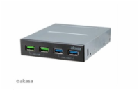 AKASA přední panel HUB 4 Port USB nabíjecí panel s dual Quick Charge 3.0 a dual USB 3.1 porty