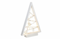 Solight LED dřevěný vánoční stromek s ozdobami, 15LED, přírodní dřevo, 37cm, 2x AA - 1V221