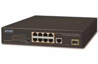 Planet FGSD-1011HP Planet FGSD-1011HP PoE switch, 8x 10/100 PoE, 1x TP + 1x SFP 1000Base-X, extend mód 10Mb, ESD, 802.3at 120W, fanless