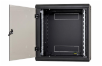 Nástěnný rack jednodílný 12U (š)600x(h)595 perforované dveře černý