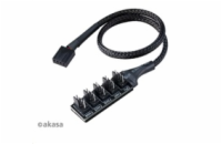 AKASA - FLEXA FP5H - 5 x PWM z MB PWM AK-CBFA08-30BK AKASA kabel FLEXA FP5H redukce pro ventilátory, 1x 4pin PWM na 5x 4pin PWM, 30cm