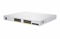 Cisco CBS250-24P-4G Cisco switch CBS250-24P-4G, 24xGbE RJ45, 4xSFP, fanless, PoE+, 195W