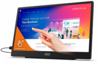 AOC 16T2 LCD  přenosný dotykový 16T2 15,6" IPS/1920x1080@60Hz/4ms/250cd/700:1/50M:1/microHDMI/2xUSB-C/repro/VESA/baterie 8000mAh