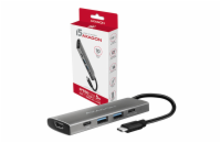 AXAGON HMC-5G2, USB 10Gb/s hub, porty 2x USB-A, 2x USB-C, HDMI 4k/60, PD 100W, kabel USB-C 13cm