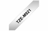 TZE-M921 -  černý tisk/matně stříbrný podklad, 9mm