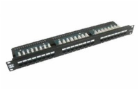 Lynx LX24SL-C6-BK 19" Patch panel LYNX 24port, STP, Cat6, 30µm, duální svorkovnice, černý