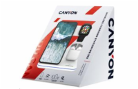 CANYON Bezdrátová nabíječka WS-302W, 3v1, vstup 9V/2A, 12V/2A, výstup 15W/10W/7.5W/5W, Type C to USB-A, bílá