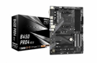 ASROCK MB B450 PRO4 R2.0 (AM4, amd B450, 4xDDR4 3200, 6xSATA3, 7.1, VGA+HDMI +DPort, USB3.1, ATX)