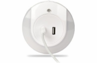 INQ NL02 Noční LED svítidlo se soumrakovým senzorem + 2xUSB, 0,4W, bílé