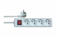 Solight prodlužovací přívod, 4 zásuvky, bílý, vypínač, 3m - PP32