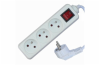 Solight prodlužovací přívod, 3 zásuvky, bílý, vypínač, 1,5m - PP10