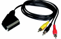 Solight SCART kabel, SCART konektor - 3x CINCH konektor, přepínatelný, 1m, sáček - SSV0301E