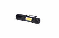 Solight LED kovová svítilna, 150 +60lm, 3W + COB, AA, černá - WL115